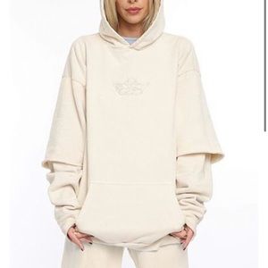 Boys lie twofer ivory hoodie